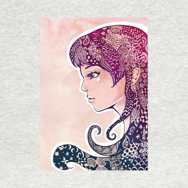 Girl with Decorative Hair by tanyadraws